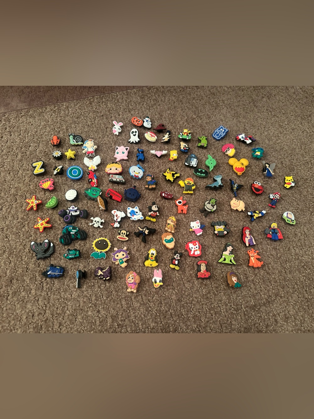 > 85 Assorted Kids Shoe Charms - Colorful Mixed Characters